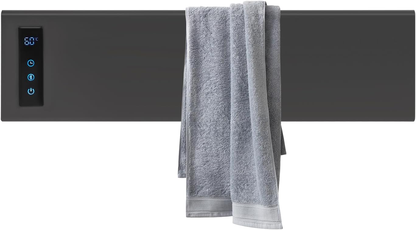 Towel Warmer, Fast Heating with Auto Shut-Off Timer, Wall Mounted Electric Heated Towel Rack with Timer, Plug-in/Hardwired Stainless Steel Towel Heater,Gun Grey