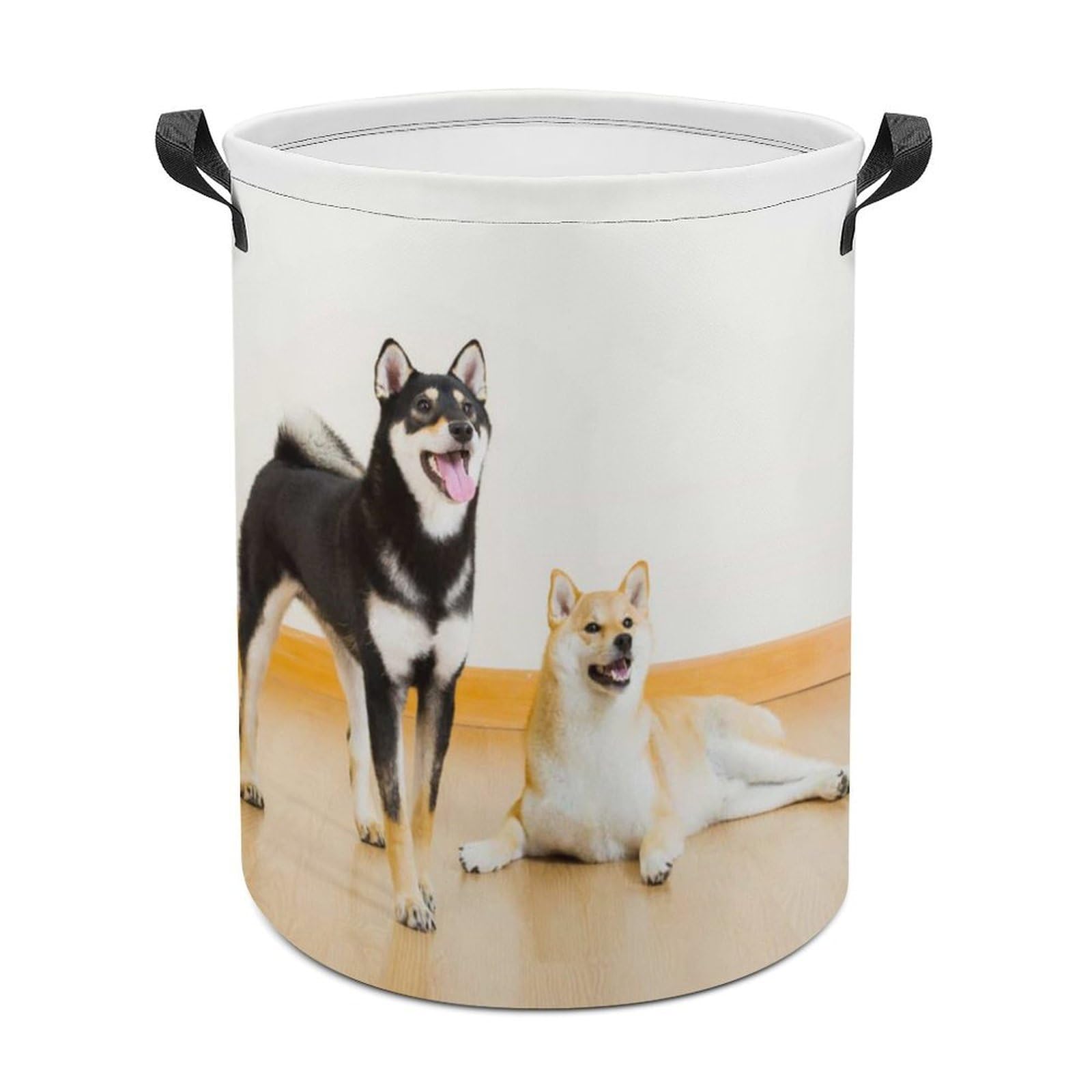Lyfthologen Laundry Hamper, Shiba Inu Dog Laundry Basket, Washing Basket with Handle