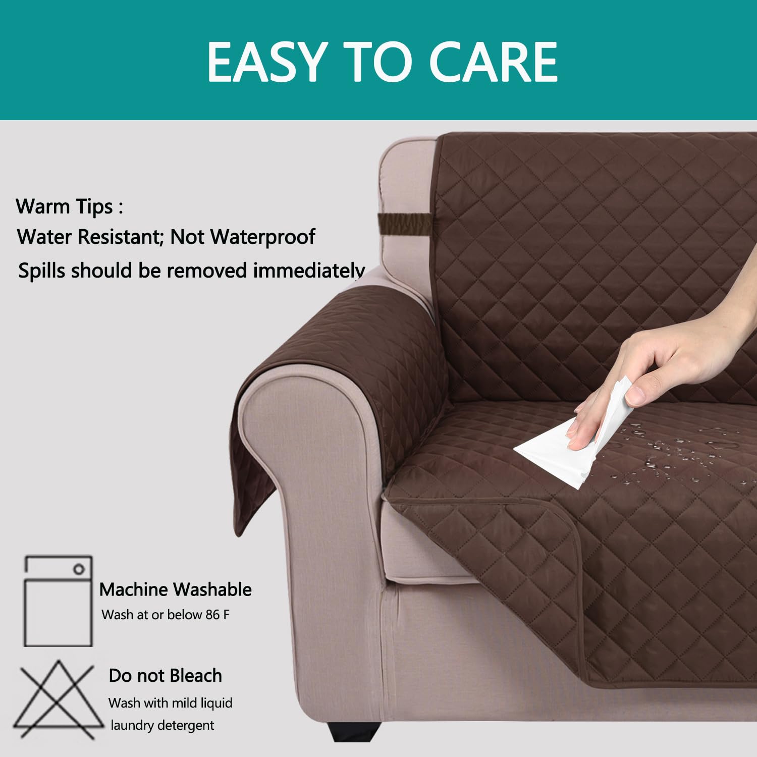 U-NICE HOME Loveseat Pokrowiec na sofę, dwustronny pokrowiec na kanapę dla psów z elastycznymi paskami, wodoodporny ochraniacz na meble dla zwierząt domowych, pokrowiec na 2 poduszki (fotel miłosny,