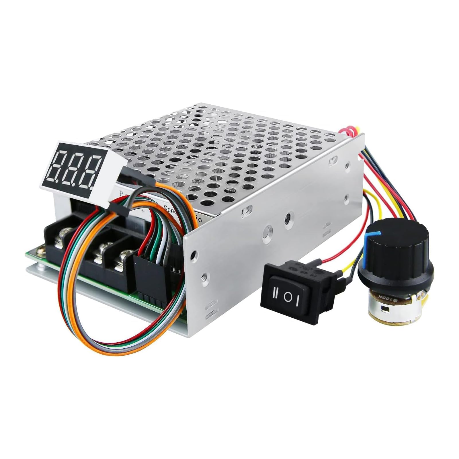 TERRIFI DC Motor Speed Controller, DC Motor Speed Control Switch, Speed Regulation Start Stop Switch with Digital Display, Max DC 10-55V/60A, Adjustable 12V 24V 36V/Continuous Current 40A