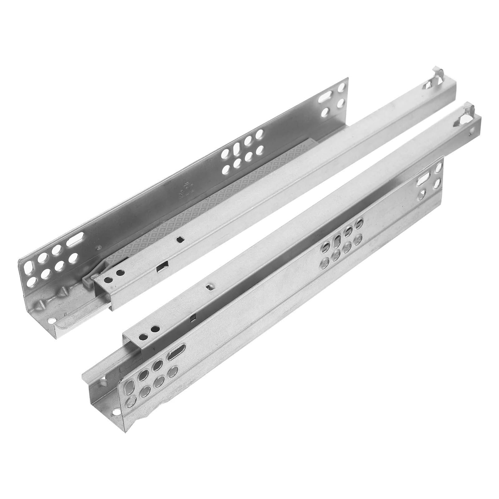 Drawer Runners 2 Pcs Two Section Slide Rails Drawer Runner Hidden Bottom Track Cold Rolled Steel Thickened Sheet Durable Mute Buffer