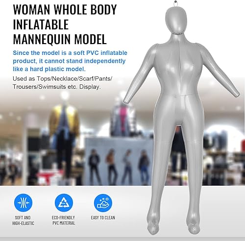Miniatura 2 de Three T Maniquí inflable Mujeres Mujeres Niñas Todo Cuerpo Cuerpo con Brazos Cabeza Torso Modelo