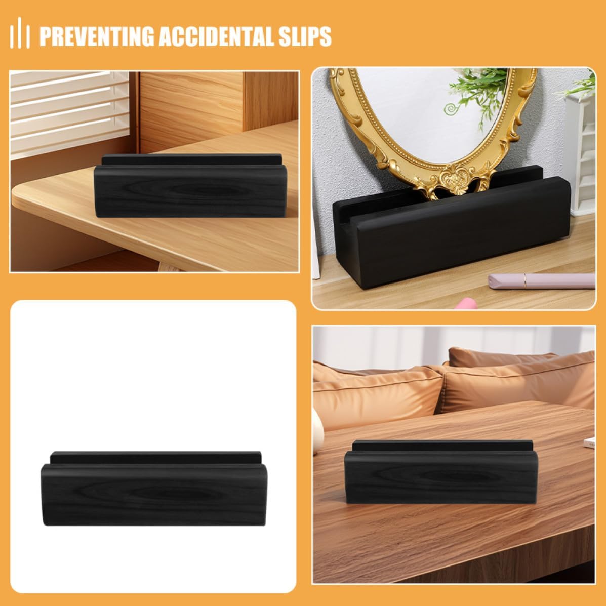 OSALADI Mirror Pedestal Stand with Sturdy Design Floor Base Wooden Reliable Support, Minimalist Black for Holder Rack Bathroom and Living Room