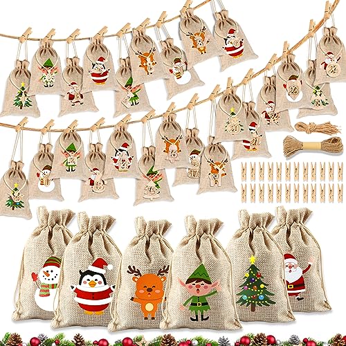 Adventskalender zum Befüllen, Adventskalender Stoffsäckchen, Weihnachten...