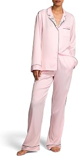 Victoria's Secret Women's Satin Pajama Set, Long Sleeve Button Down Shirt & Pants