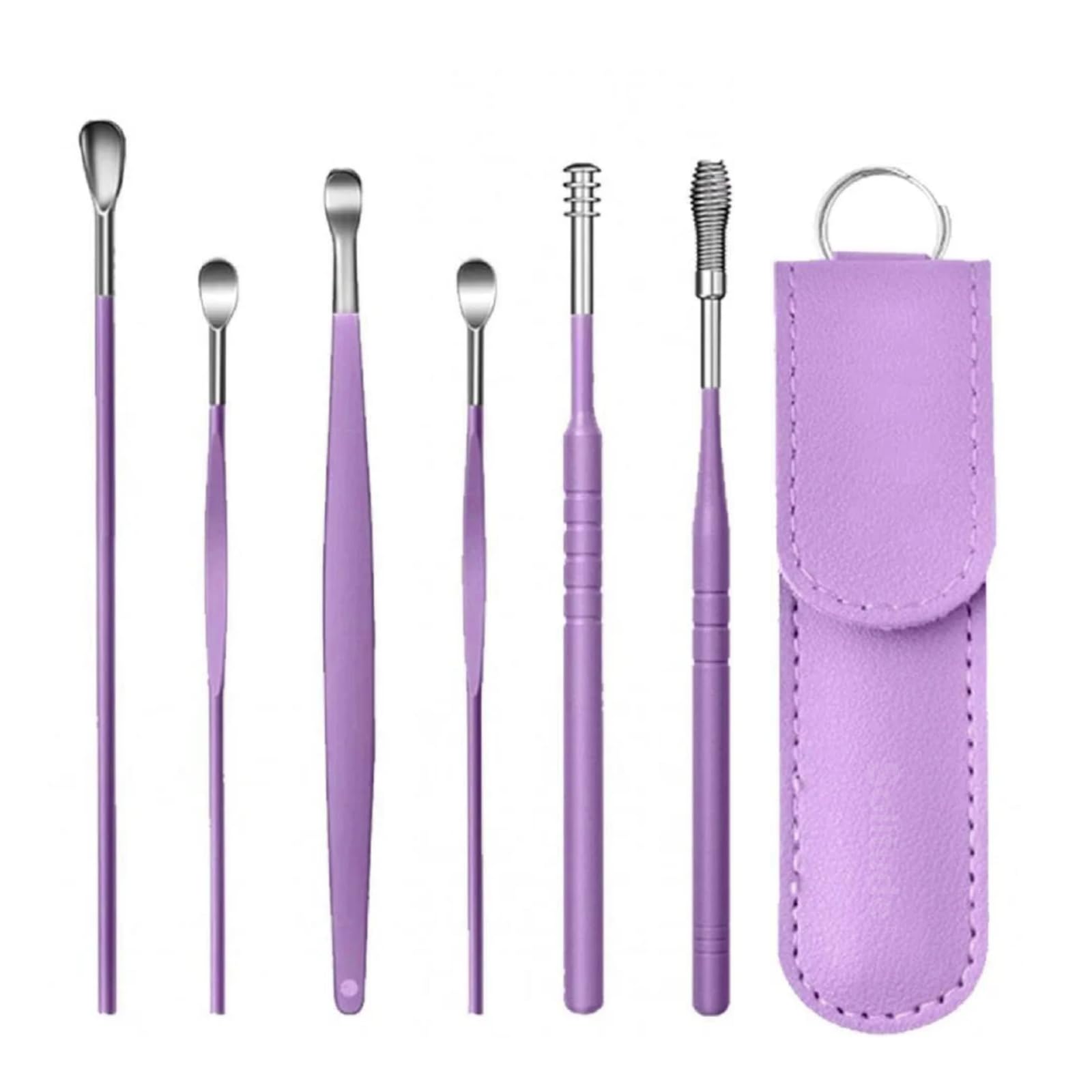 Solitude Ear Cleaning Kit Steel Ear Cleaner Reusable Ear Wax Remover Tool Kit Set With Storage Pack, Ear Curette Cleaner And Spring Ear Buds Cleaner 6 Pcs Set (Multicolor)-picture-35