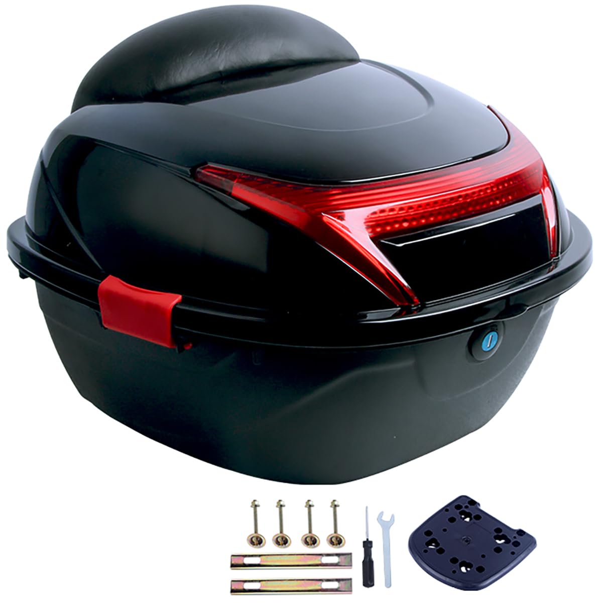 Boîte de rangement pour moto étanche avec coffre à bagage sécurisé par verrouillage supérieur