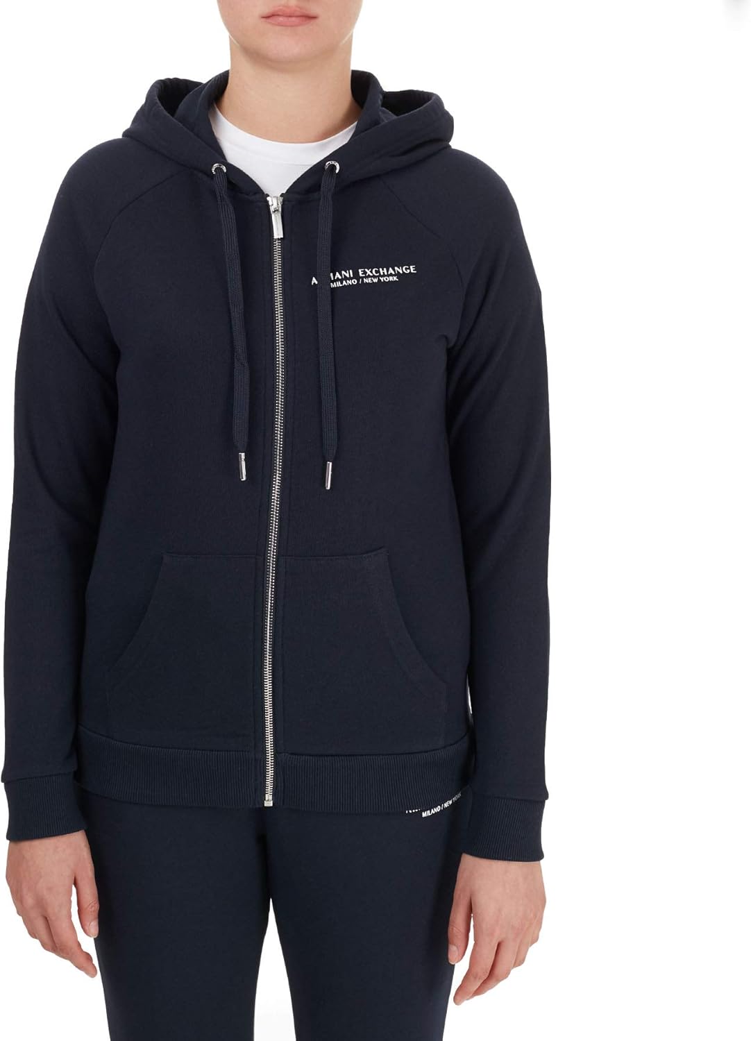 Armani Exchange Women's Mini Logo Zip-up Hoodie Sweatshirt