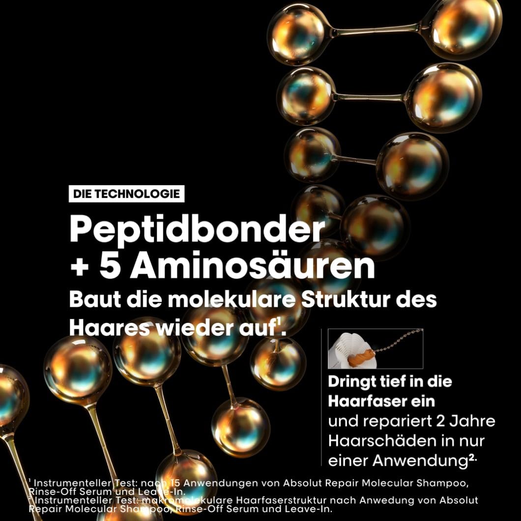 L'Oréal Professionnel Set mit Shampoo, Rinse-Off Serum und Leave-In, Meteora Geschenkset, Mit Peptidbondern & 5 Aminosäuren, Für stark strukturgeschädigtes Haar, Serie Expert, Absolut Repair Molecular