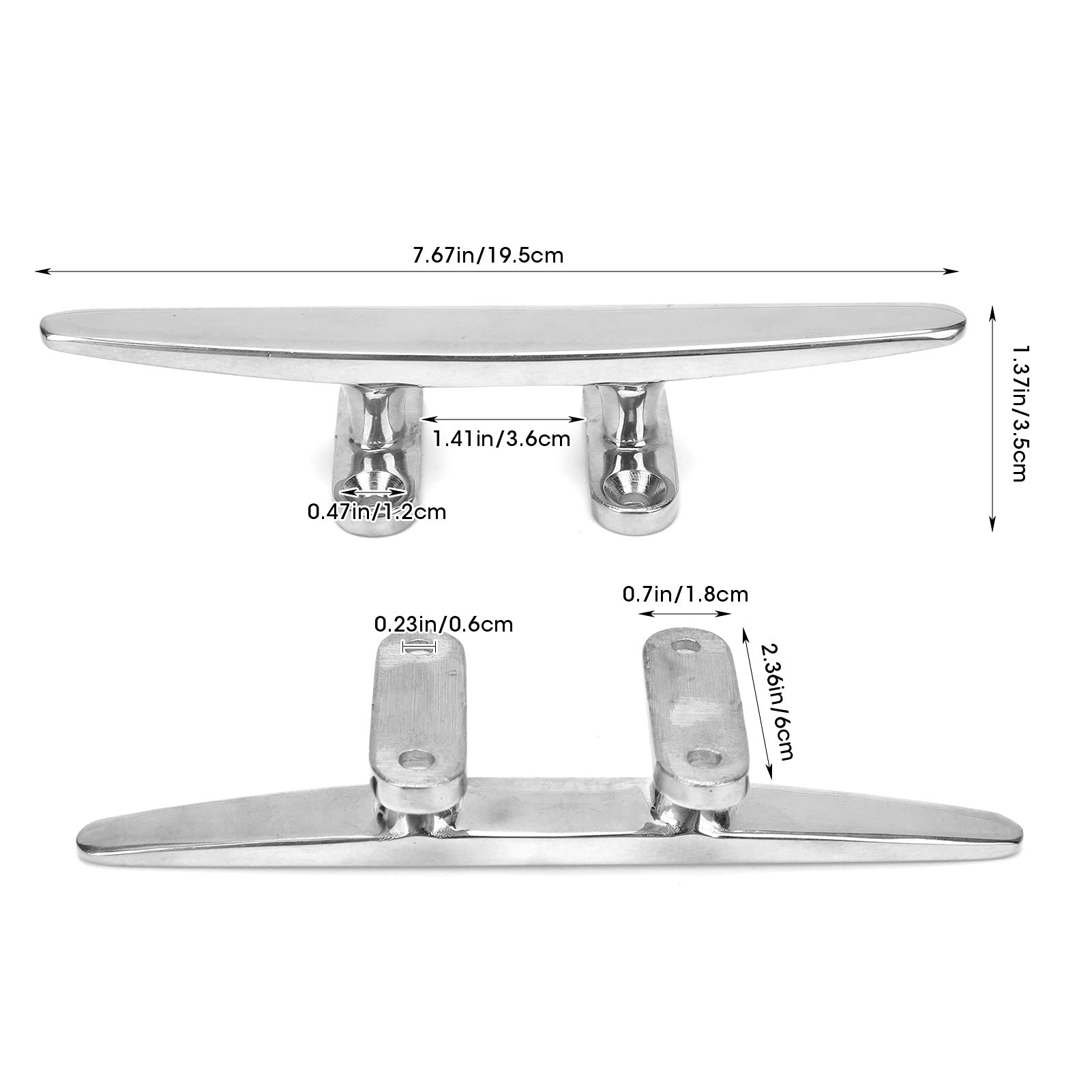 Qqmora 8-Inch Silver Stainless Steel Boat Dock Cleat, Anti Rusting, Well Polished Marine Hardware for Yacht, Deck Rope Cleat, Ideal for Boating Needs