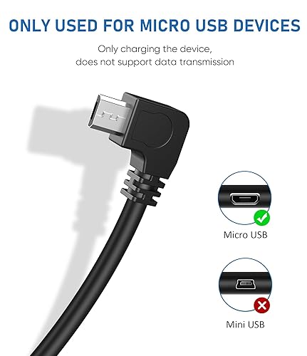 Miniatura 5 de YQMAJIM Cable de alimentación para cámara de salpicadero, (micro de 10 pies) de cobre puro más grueso de 90 grados, cable de cargador de cámara de