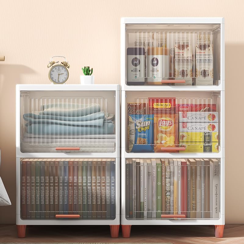 Image of Mevigo Door Plastic Wardrobe for Kids| Almirah and Wardrobe for Baby Clothes| Modular Storage Cabinet Organizer for Cupboard Standing Mat for Kitchen,Home Office,Sink-Indoor (KD, 2- Layer)
