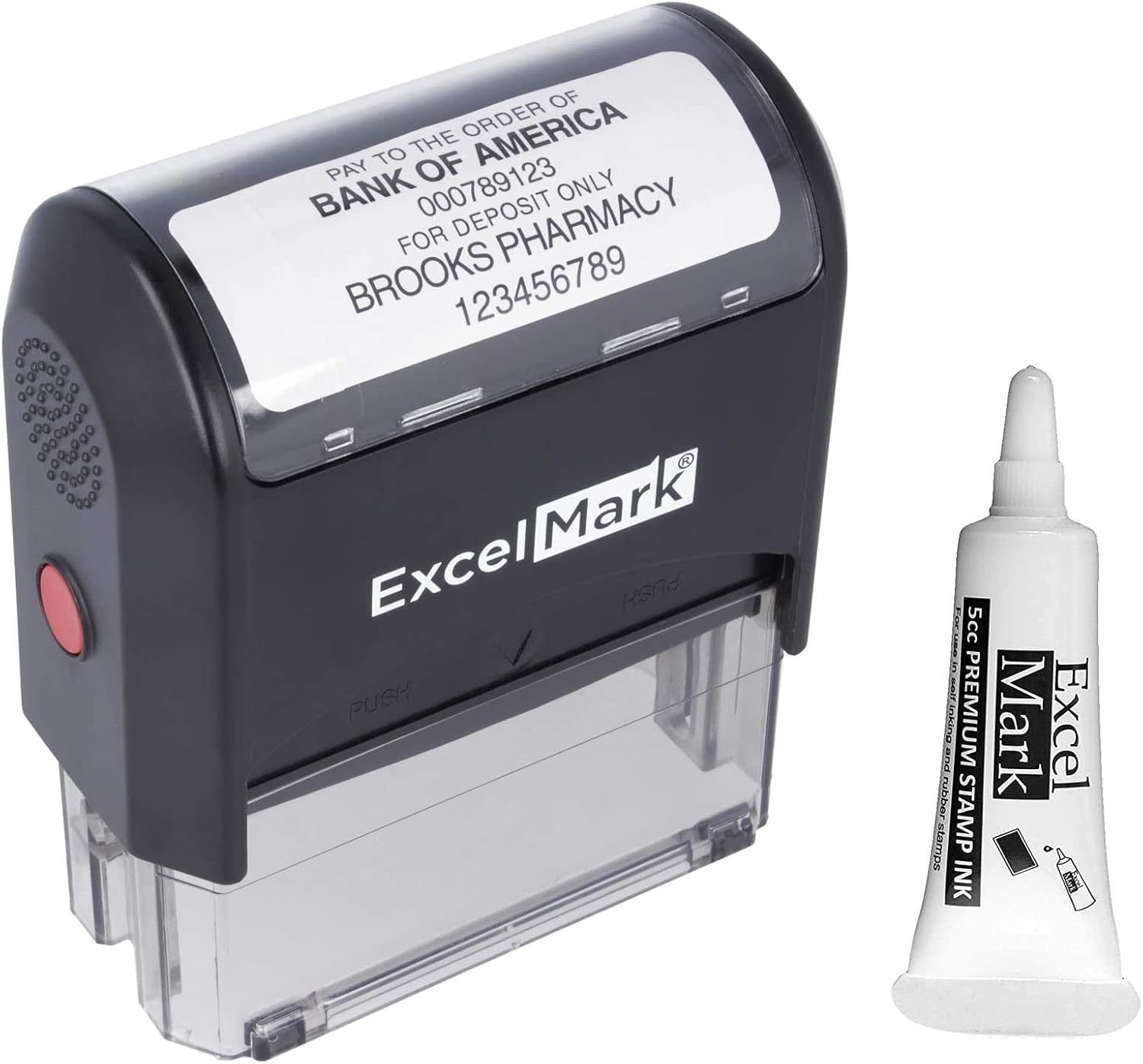 Amazon ExcelMark カスタム バンク デポジット スタンプ 6ライン Stamp Plus 5cc Refill Ink