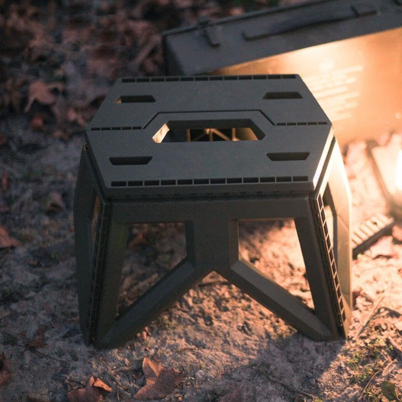 DIALFA9" Folding Step Stool for Adults and Kids, Outdoor Foot Stool, Plastic Non-Slip Folding Stools for Bedroom, Kitchen, Garden, Travel (black)