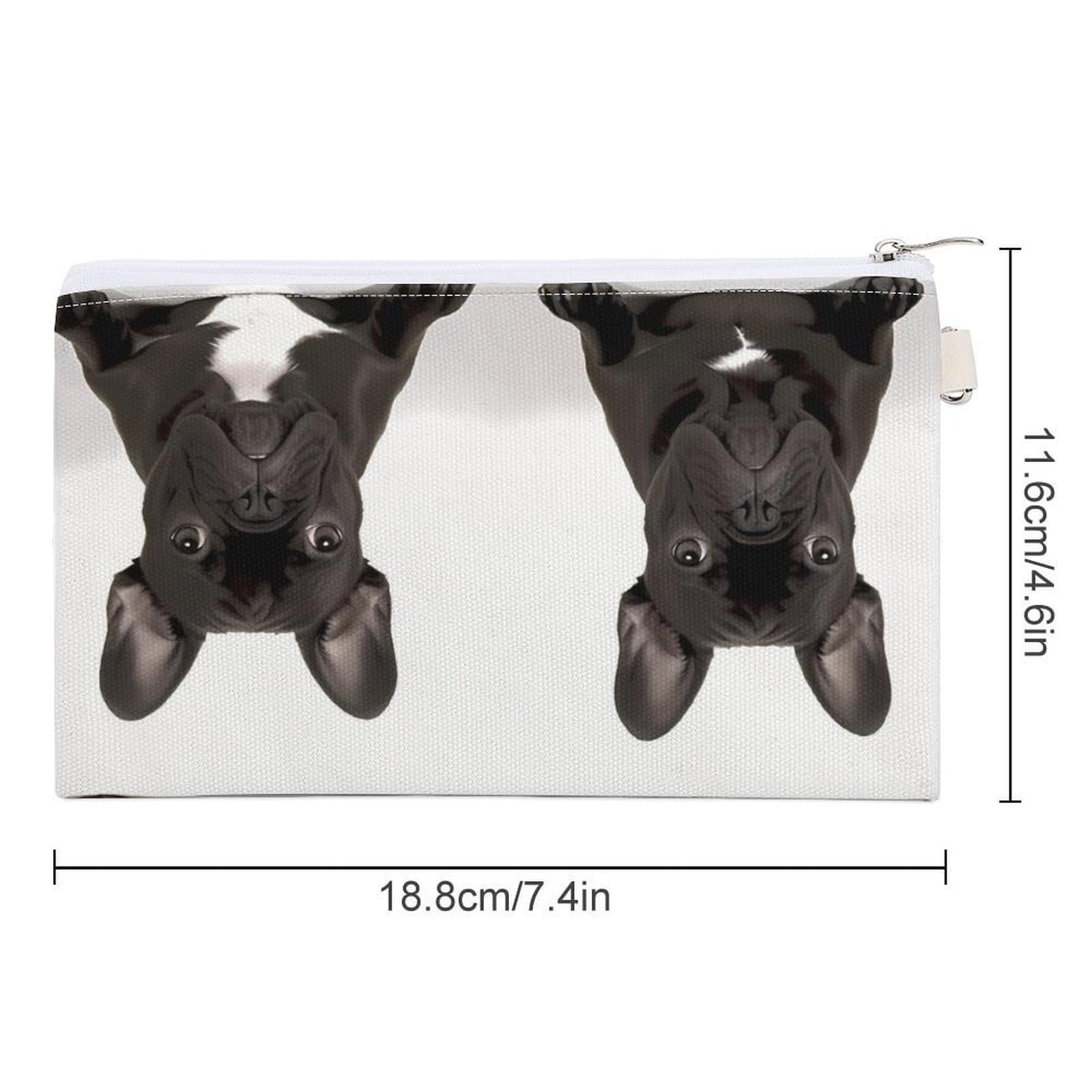 GPFVSJW French Bulldog Canvas Wallet, Large Capacity Handbag Long Wallet Bi-Fold Wallet Change Purse Rfid Blocking Credit Card Holder Wallet for Women Men