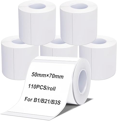 Cinta de etiquetas, 6 rollos (660 unidades) Adhesivos térmicos para impresoras B21B3SB1, papel adhesivo impermeable, reemplazo de etiquetas de