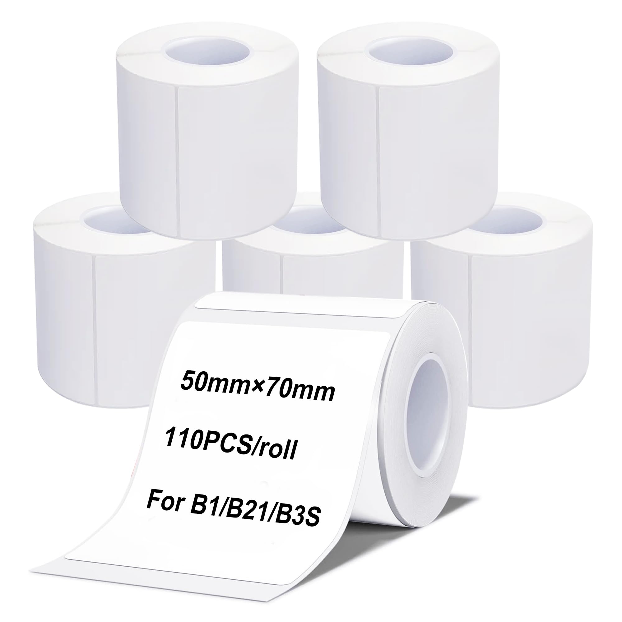 Labels Tape, 6 Rolls(660PCS) Thermal Label Sticker for B21/B3S/B1 Printer Waterproof Sticker Paper Business Shipping Address Labeling Replacement with