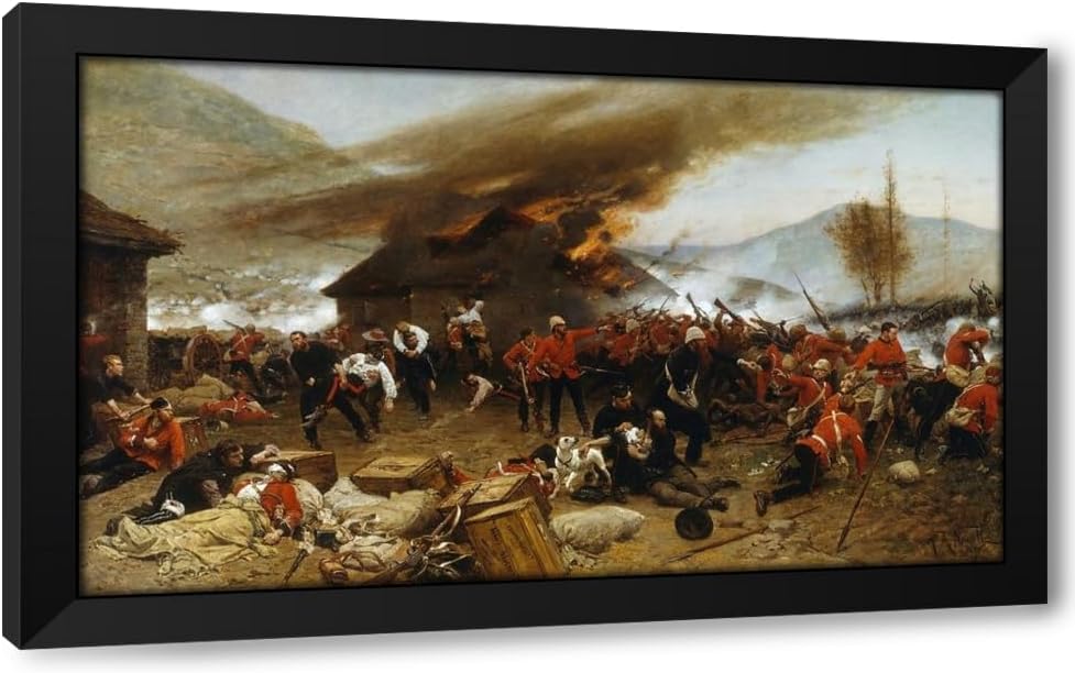 ArtDirect The defence of Rorke’s Drift 1879 (1880) Custom Framed Art Print Giclee Print or Canvas Options with Various Sizes and Customization by Alphonse Marie De Neuville