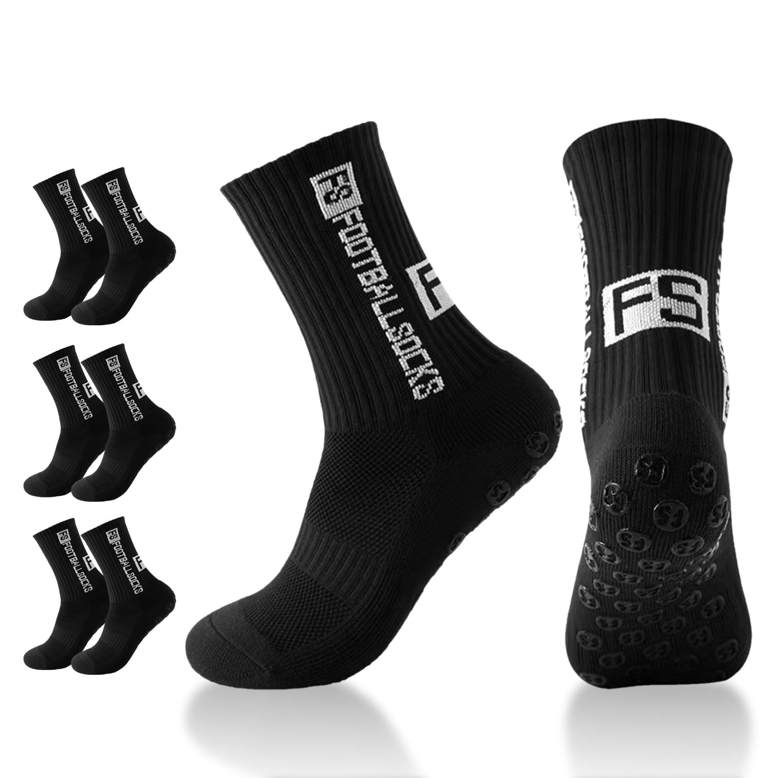 3 Pares de Calcetines de Fútbol Antideslizantes- Para Hombre y Mujer - Calcetines Deportivos para Fútbol, Running y Entrenamiento
