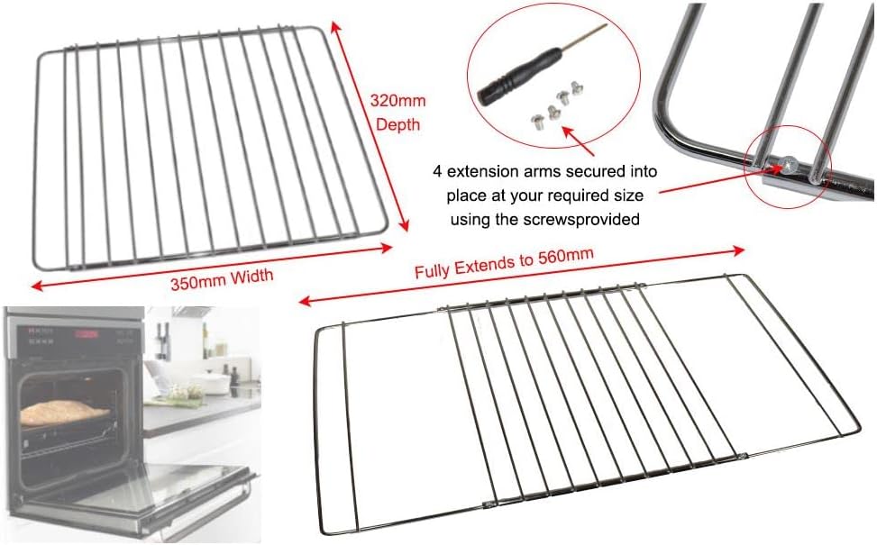 Ufixt Fits 3 x Universal Extendable Oven Cooker Grill Shelf Grid Rack