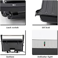 Vista 4 de Sandwich Maker, Toaster And Electric Panini Grill with Non-Stick Coating Plate for Sandwiches Grilled Cheese Steak, Easy To Clean, Heating Up Fast