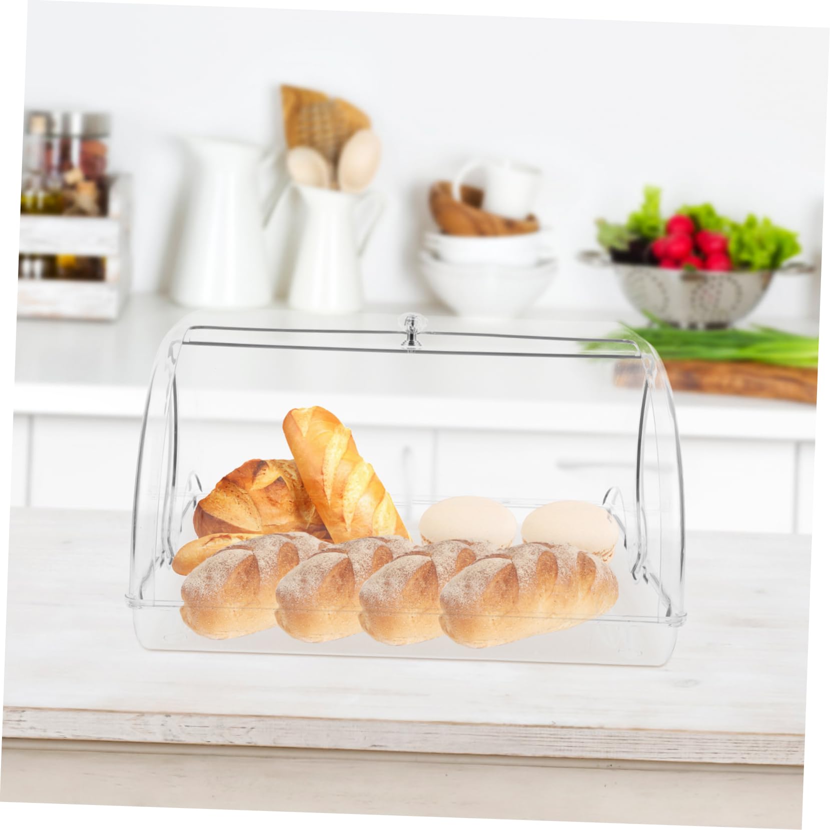 Cabilock Contenedor para Pan de Plástico Tapa Enrollable, Duradero y Práctico para Almacenar Pan y Muffins Encimera Cocina