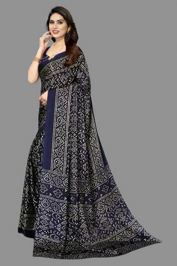 DREAM STYLE Women's Bandhani Printed Soft Silk Saree With Unstitched Blouse Piece