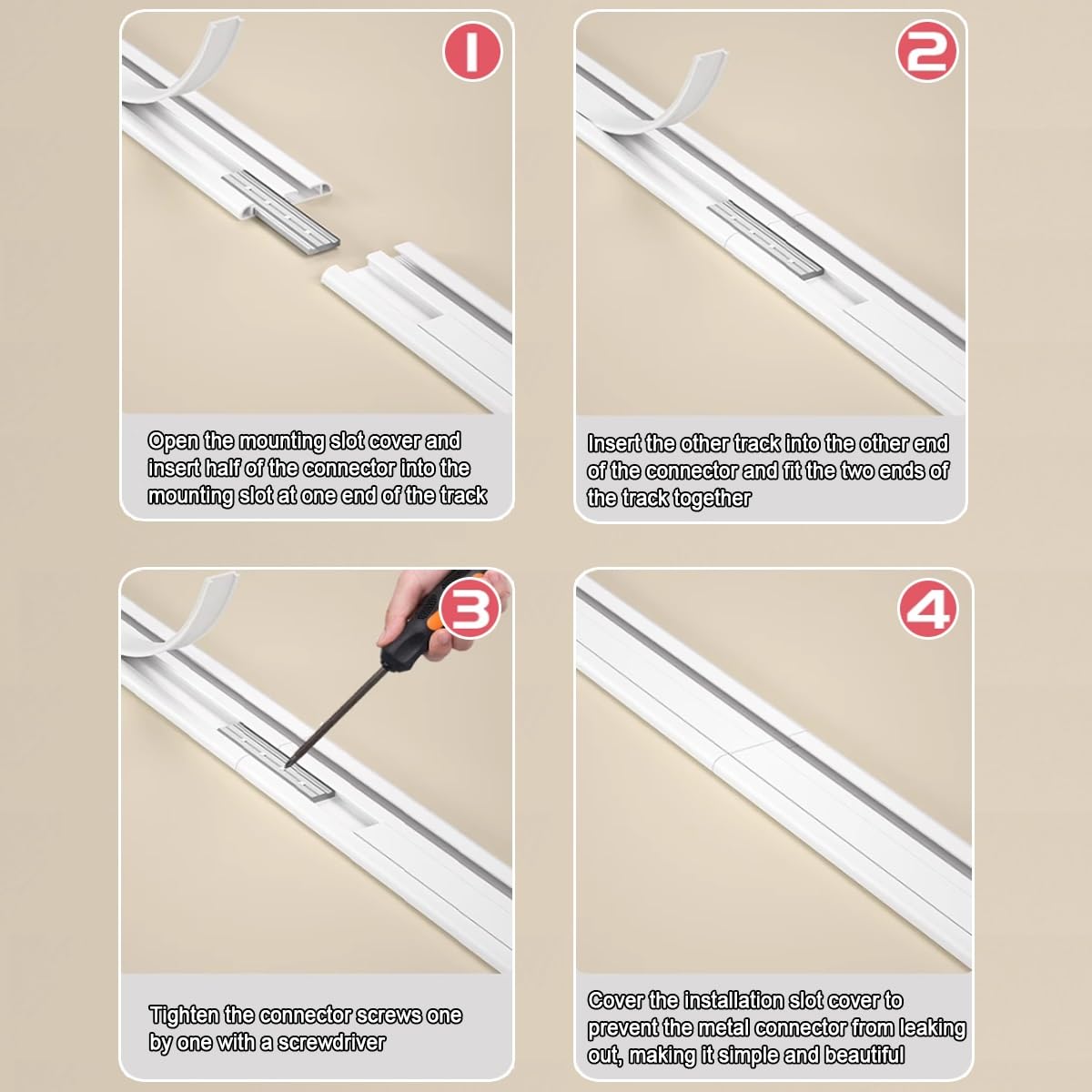 Ultracienki aluminiowy karnisz sufitowy, regulowany, 100500 cm, biały, szampański, karnisz z klipsami i haczykami, na balkon i zatokę (300 cm)