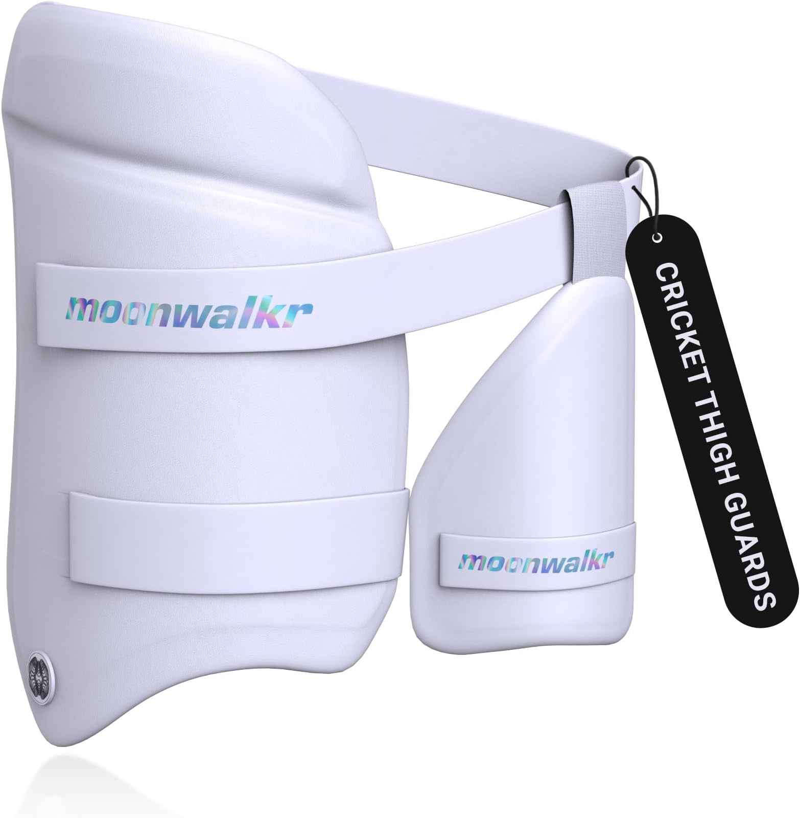 moonwalkr Thigh Guard 2.0 Protective Gear for Batterโs Height (4โ9โ- 5โ3โ) Cricket Thigh Pad Cricket Accessories & Equipment Safeguarding Both Your Outer and Inner Thighs White (Small, Left Hand)