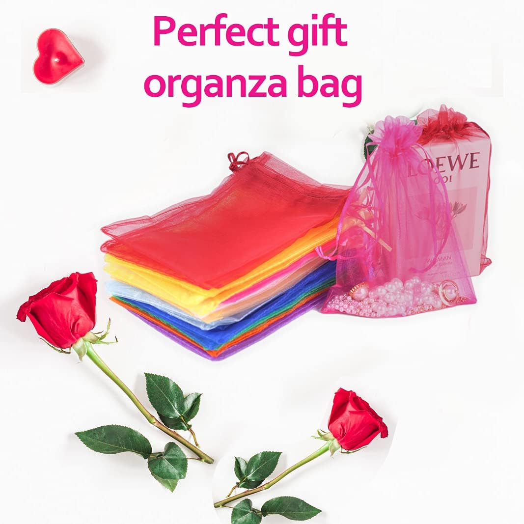 Get Special Price LYSXP 100 Pcs Organza Bags 5×7 Inches，Mesh Organza Jewelry Bags Drawstring, Small Drawstring Favor Pouches Christmas Candy Wedding Birthday Party Bags for Gift (Mixed Color,5×7）