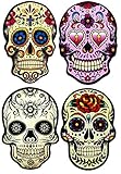 Color: varios. CUCUBA Juego de 4 imanes de calaveras mexicanas moldeadas estilo vintage de colección impresión sobre madera – Idea regalo