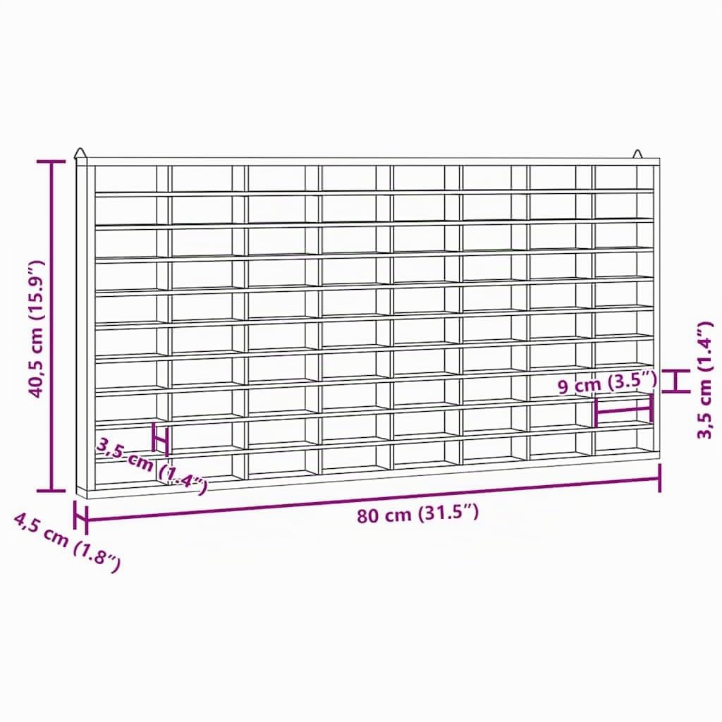 vidaXL Vitrina de Madera para coleccionistas con 80 Compartimentos 80x4,5x40,5 cm