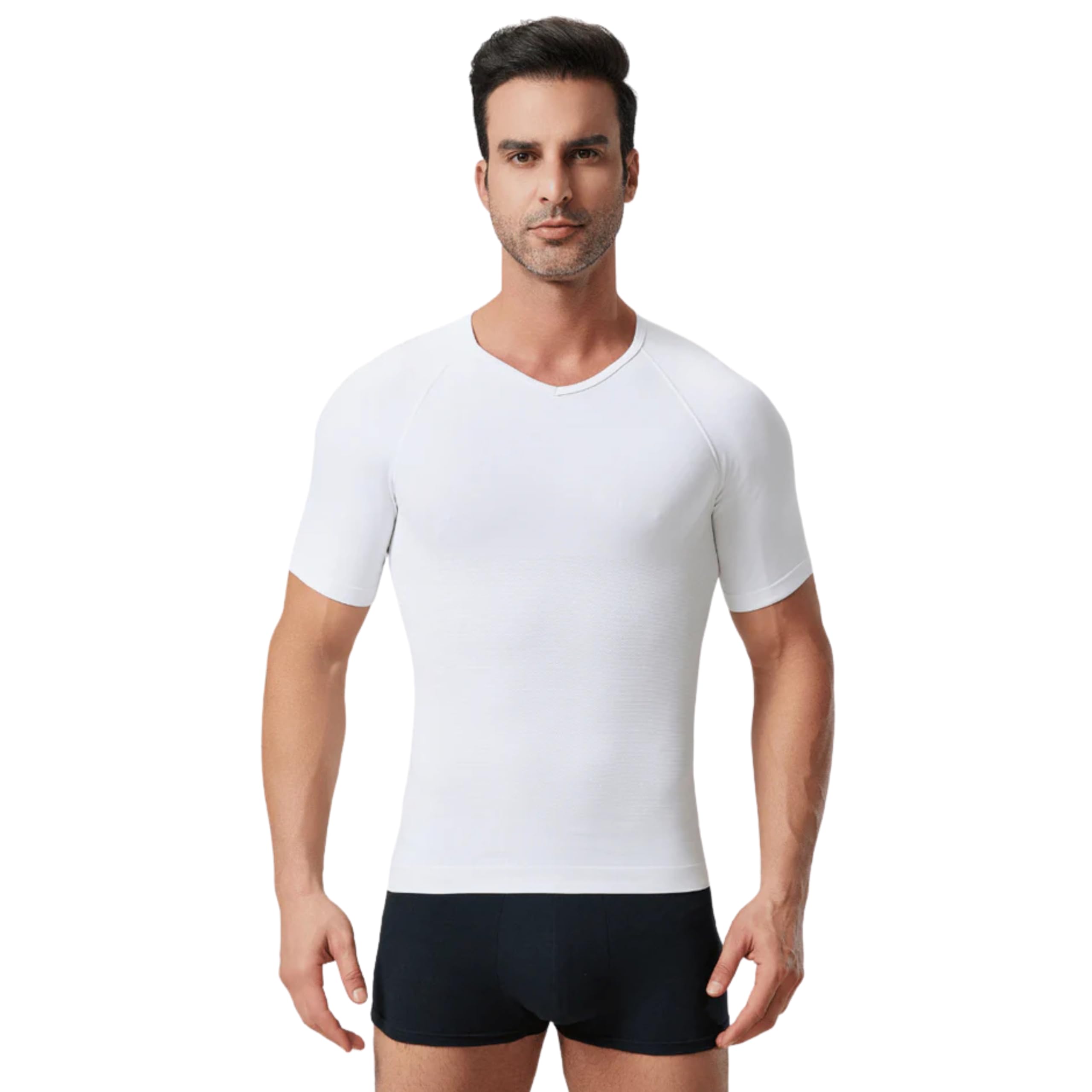 ANAISSA Camiseta Compresión Hombre con Fibra Emana Speed. Camiseta Reductora Hombre Moldea y Estiliza. Camiseta de Compresión Corrector Postural. Control Abdomen, Caderas y Espalda.