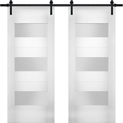 Modern Double Barn Door 60 x 84 inches with Opaque Glass/Sete 6003