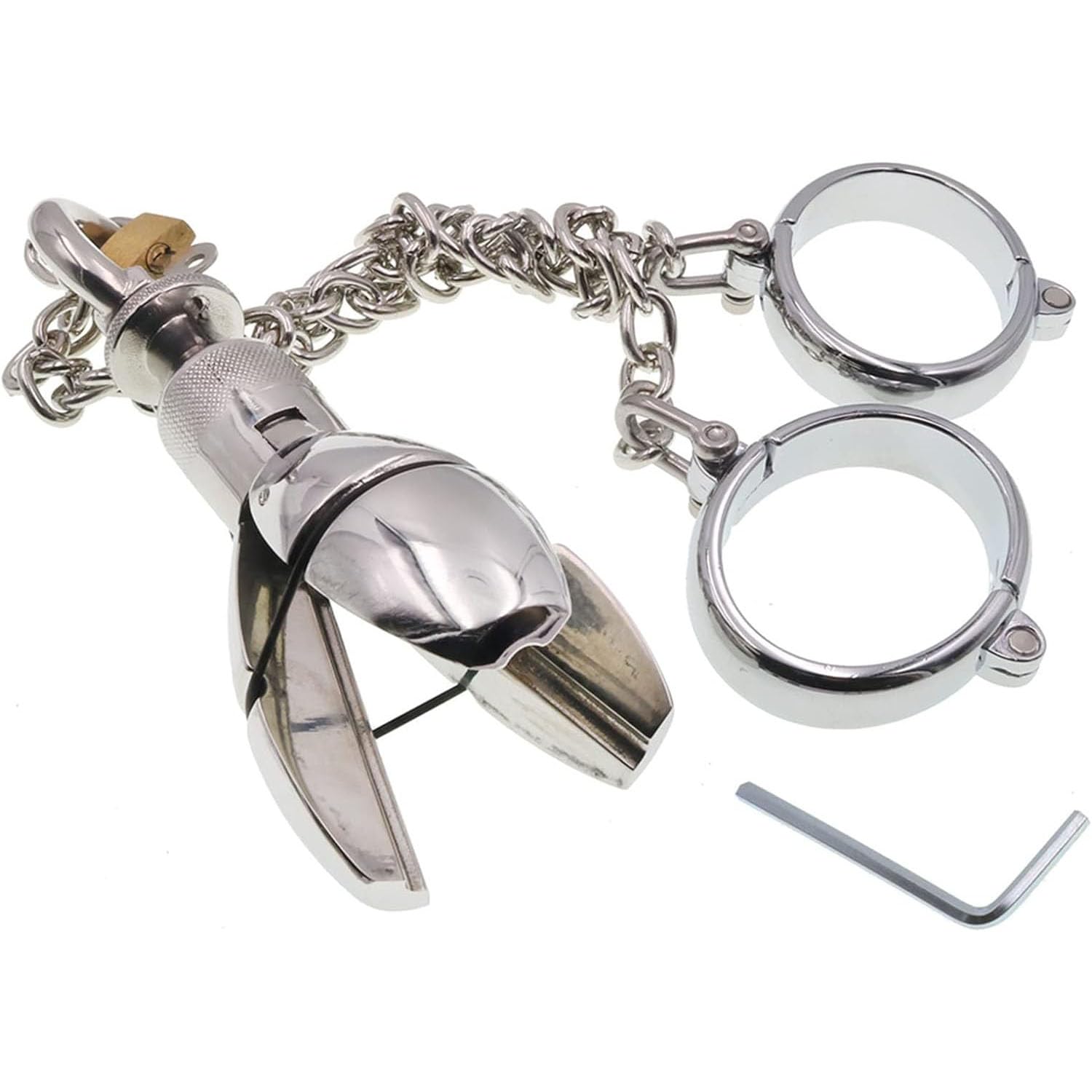 Manette in acciaio inossidabile con dilatatore anale bloccabile, plug anale con blocco anale, set di bondage SM, giocattoli sessuali erotici for uomini e donne(Männer)