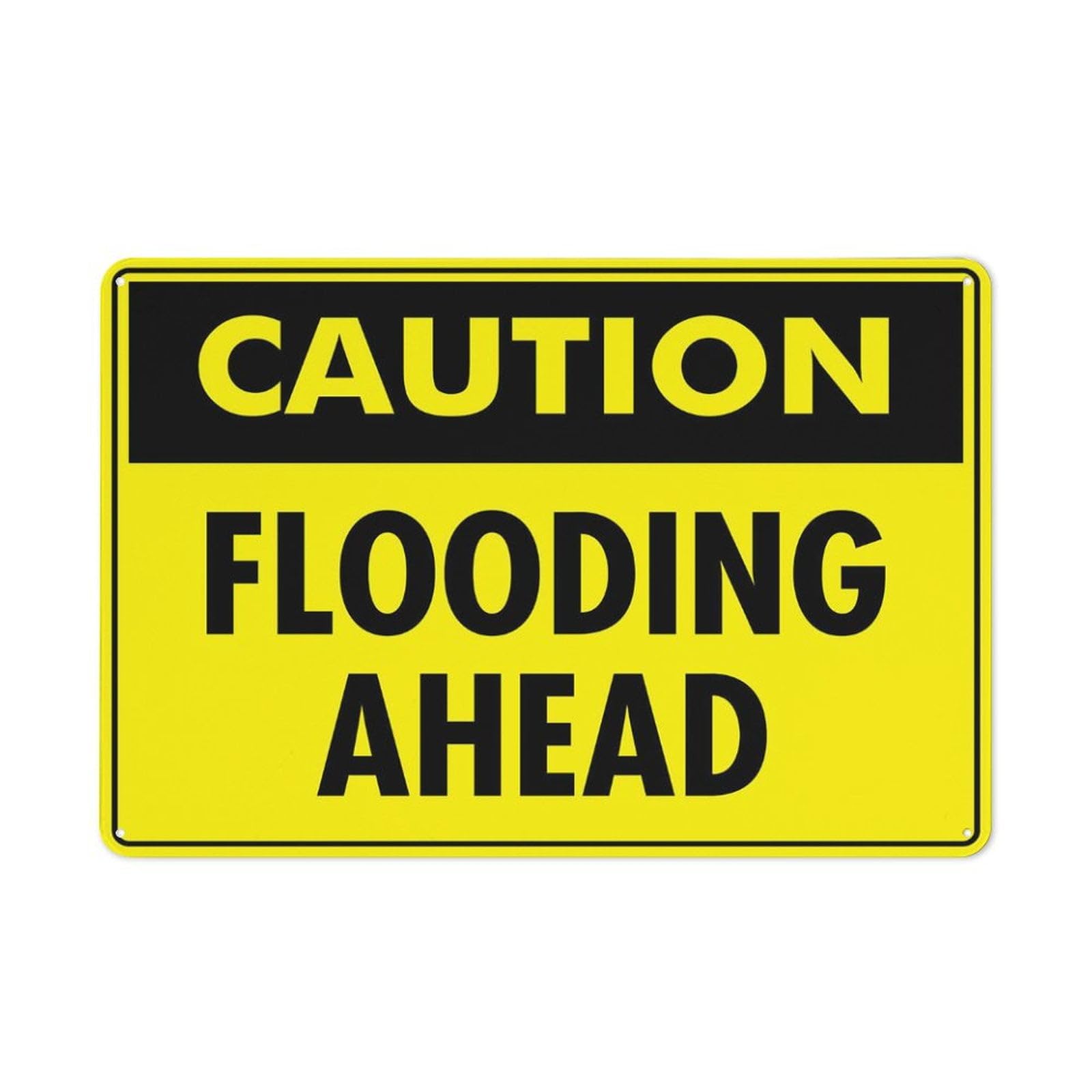 peiyeety Caution Flooding Ahead (Bright Yellow) Sign For Business - 8"x12" Rust Free Aluminum UV Printed, 4 Pre-Drilled Holes, Durable Weatherproof