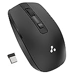 Ambrane Wireless Mouse with 2.4GHz, USB Nano Dongle, Silent Click, Optical Orientation Click Wheel, 4 Buttons, 1600 Adjustable DPI, Both Hand Use, Compatible with PC, Mac, Laptop (Sliq 3, Black)