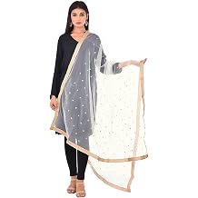 themilestocks Womans Embellished Net Dupatta Scarf Shawl Wrap Soft Indian Bridal Wedding