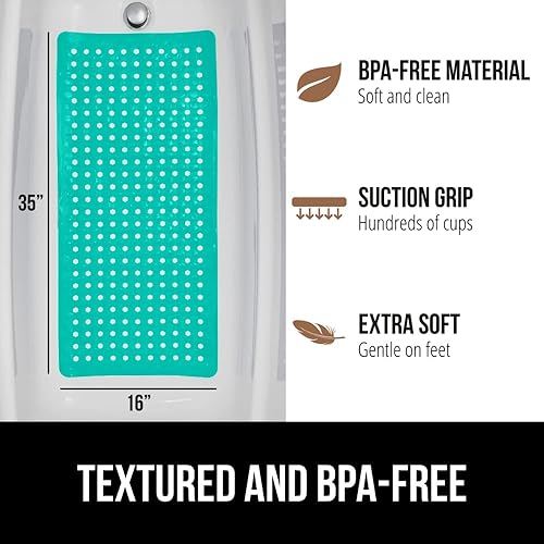 Vista 271 de Gorilla Grip - Alfombra de baño, ducha y bañera patentada, lavable a máquina, anti-bacteriana, sin BPA, látex, sin ftalatos, cuadrada, con agujeros