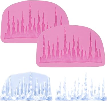 2 قطع خبز كعكة العفن إكسسوارات 3D Icicles قالب سيليكون للحلوى ، عموم الكعك ، Impression Mats Baroque Fondant ، شوكولاتة ، مكعبات الثلج ، فطائر المعجنات ، كعكة كعكة الكيك ، الديكور ، بوليمر كلاي