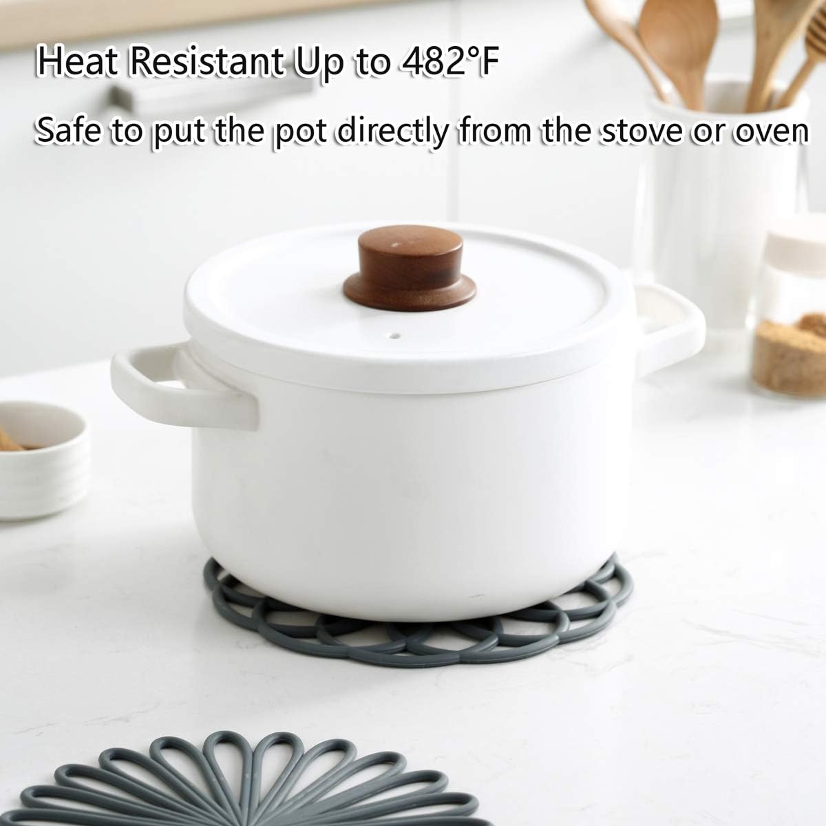 colinda Set of 3 Silicone Trivet Mat - Hot Pot Holder Hot Pads for Table & Countertop - Trivet for Hot Dishes - Non-Slip & Heat Resistant Modern Kitchen Hot Pads for Pots & Pans, Navy Blue