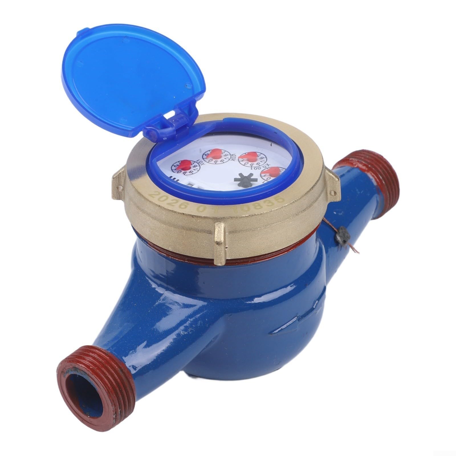 Compteur d'eau à fonctionnement à sec DN20 3/4", débitmètre numérique en cuivre complet avec filtre intégré, mesure précise pour la maison et le commerce, max 1,0 MPa, bleu (DN20)