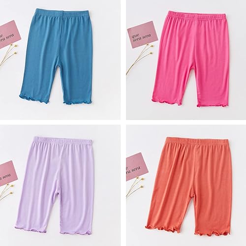 Miniatura 5 de Pantalones cortos de ciclismo de baile para niñas, paquete de 4 pantalones cortos de seguridad activa para parque infantil, gimnasio, deportes