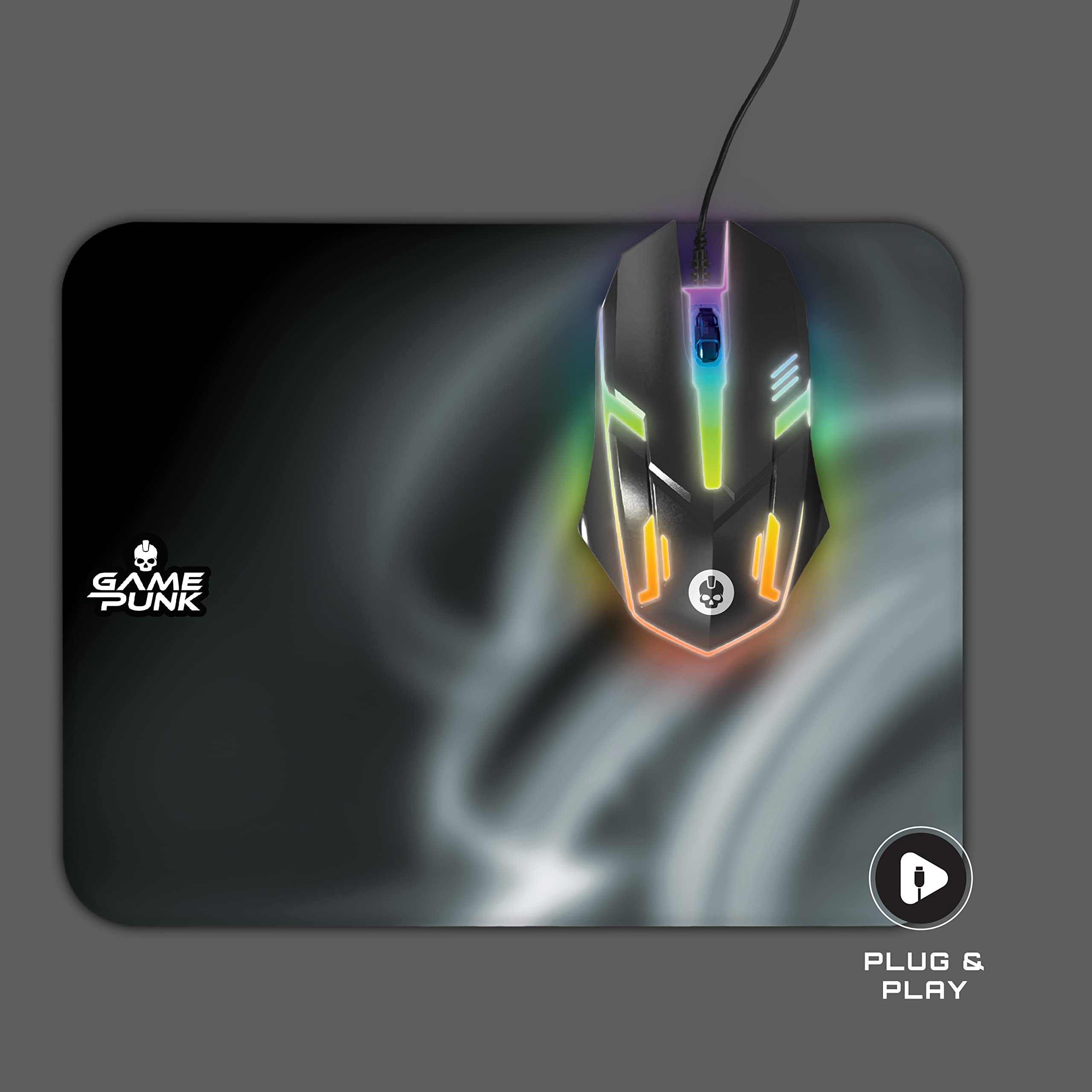 Game Punk 4-teiliges PC-Gaming-Set mit RGB-Tastatur mit Hintergrundbeleuchtung, kabelloser LED-Maus, Mauspad und beleuchtetem Gaming-Headset mit Mikrofon, ergonomisches Gamer-Zubehör, kompatibel mit