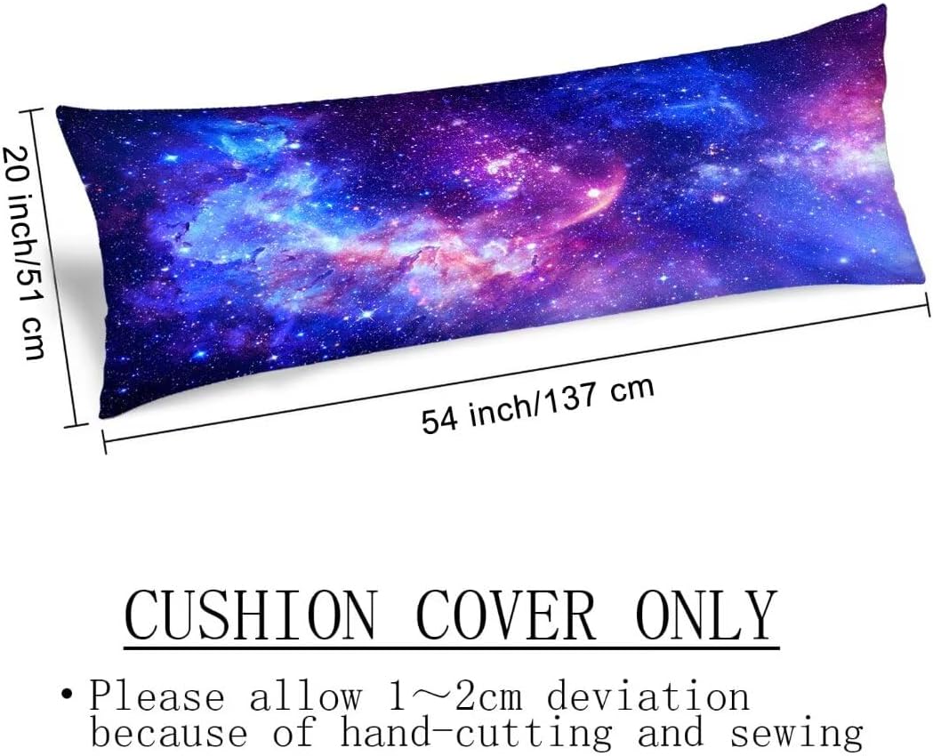 Galaxy Body Pillow Cover Outer Space Nebula Universe Star Night Starry Sky Cushion Long Pillowcase with Zipper Blue Purple Pillow Covers Decorative Soft Bedding Pillow Cases for Bedroom,Sofa,20"x54"