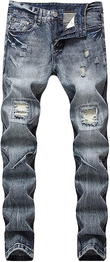Amazon.com: TOMQUEL Pantalones de mezclilla rectos con parche elástico para  hombre, pantalones largos de mezclilla : Ropa, Zapatos y Joyería