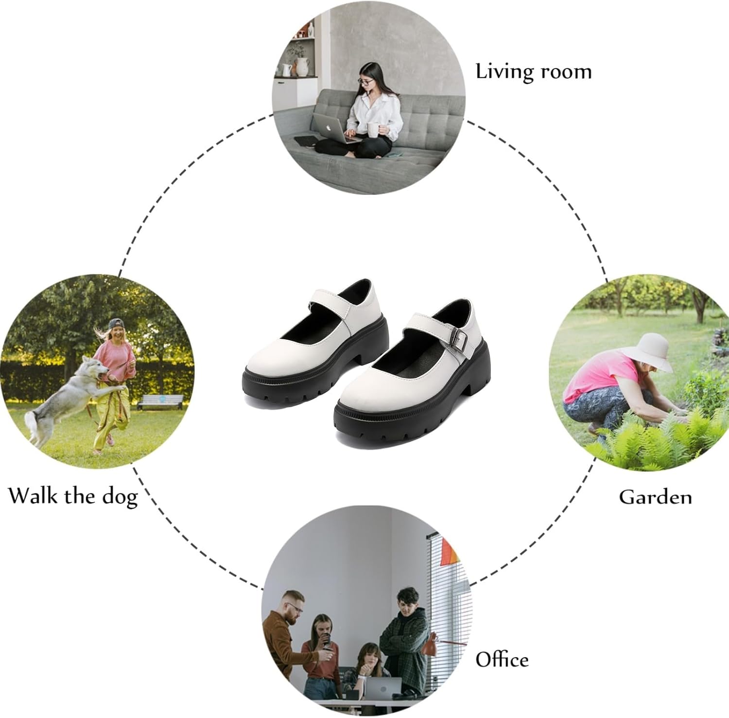 Touchmosees レディース メアリージェーンズ シューズ プラットフォームドレス チャンキーパンプス オックスフォード ロー