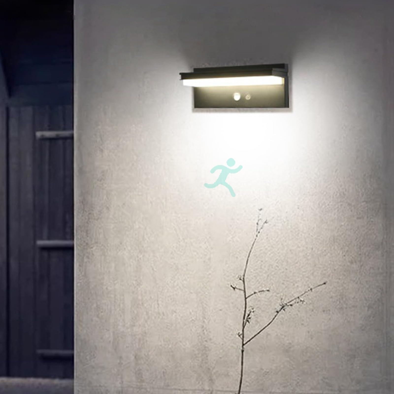 LED Solar Apliques de Pared con Sensor de Movimiento 4 Modos de Luz Lámparas de Pared Moderno IP65 Impermeable Exterior Iluminación para Terraza Jardín Balcón Entrada (Negro,Luz Blanca)