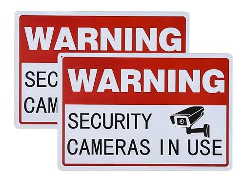 Warning Security Cameras In Use Metal Tin Sign Vintage Plaque Set of 2