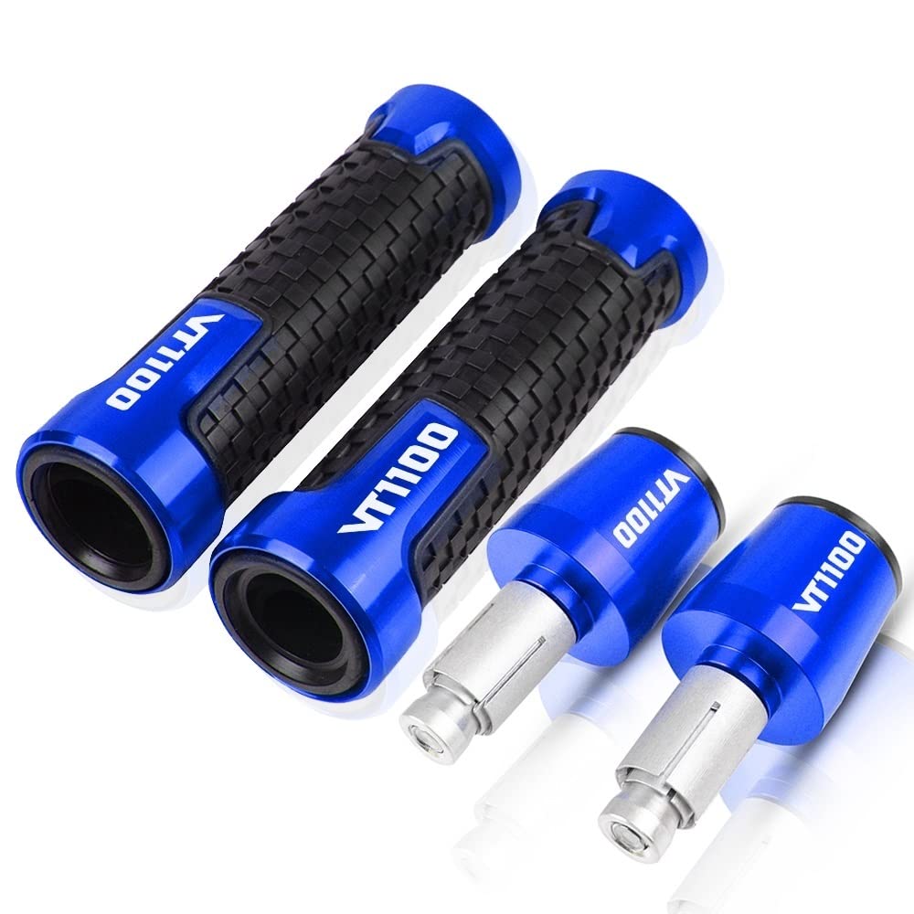 Puños de manillar para Honda VT1100 con tapones antideslizantes azules